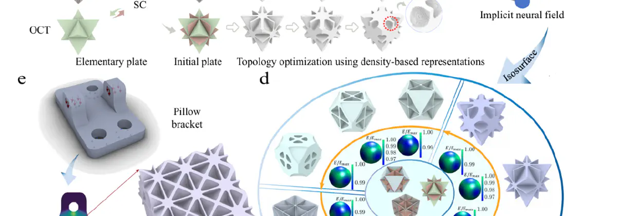 GCL学术成果：Advanced Science—使用隐式神经表示的近各向同性、极端刚度、连续3D机械超材料序列